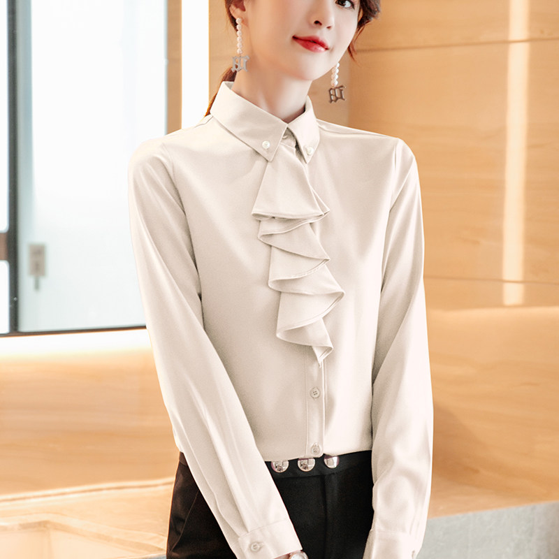Long sleeved shirt female column 2021 spring new leaf coat professional clothing with a snow spinning shirt