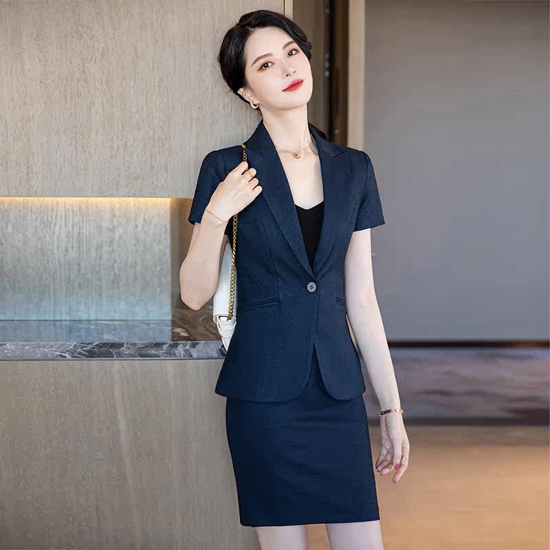 Short Sleeves Suit Women Summer Slim Fit Gold Shop Working Clothes Hotel Front Office Work Clothes Beauty Division Workwear