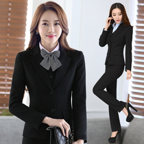  2021 new professional suit womens spring long-sleeved suit bank overalls OL temperament interview formal tooling