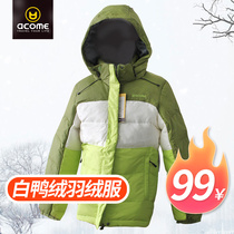 Autumn ACOME Acom winter waterproof down jacket white duck suede with cap down clothing windproof and warm and cold-proof female