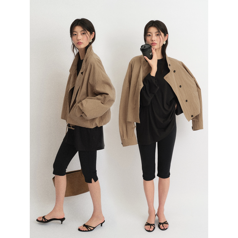 Fantasyskins Four-Way Stretch High-Waisted Slit Mid-Length Pants/Long Pants Leggings Slim-Fit Capri Leggings