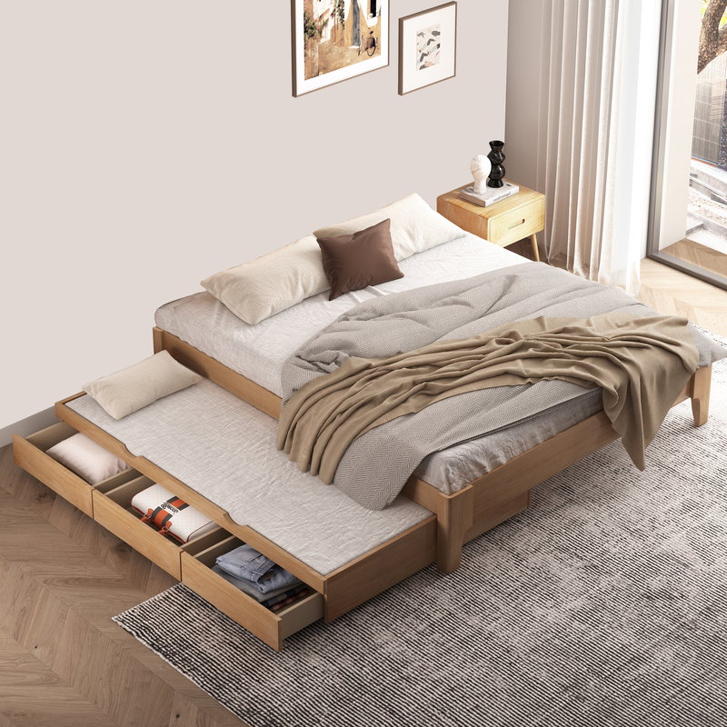 All Solid Wood Tatami 1.2m Storage Bed Single/Double Bed Without Headboard or Backrest Children's Bed Bunk Bed Pull-Out Bed All Solid Wood Tatami 1.2m Storage Bed Single/Double Bed Without Headboard or Backrest Children's Bed Bunk Bed Pull-Out Bed
