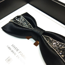 Hyde Park Original Flash Diamond Metal Wedding Groom Best Man Black Silver Suit Dress Men's Bow Tie