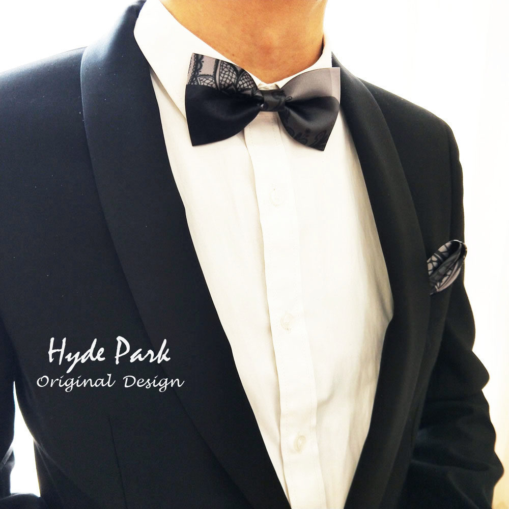 Hyde Park original wedding groom best man suit satin Korean fashion men's gray bow tie