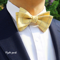 Hyde Park bow tie male British wedding wedding groom best man pale yellow personality fashion bow collar flower