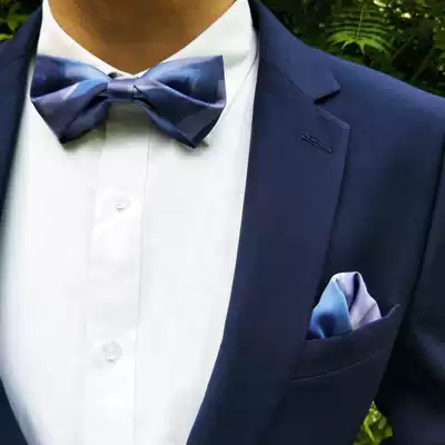 Hyde Park Original Fantasy Wedding Bridegroom Best Man Suit Korean Blue Men's Bow Tie