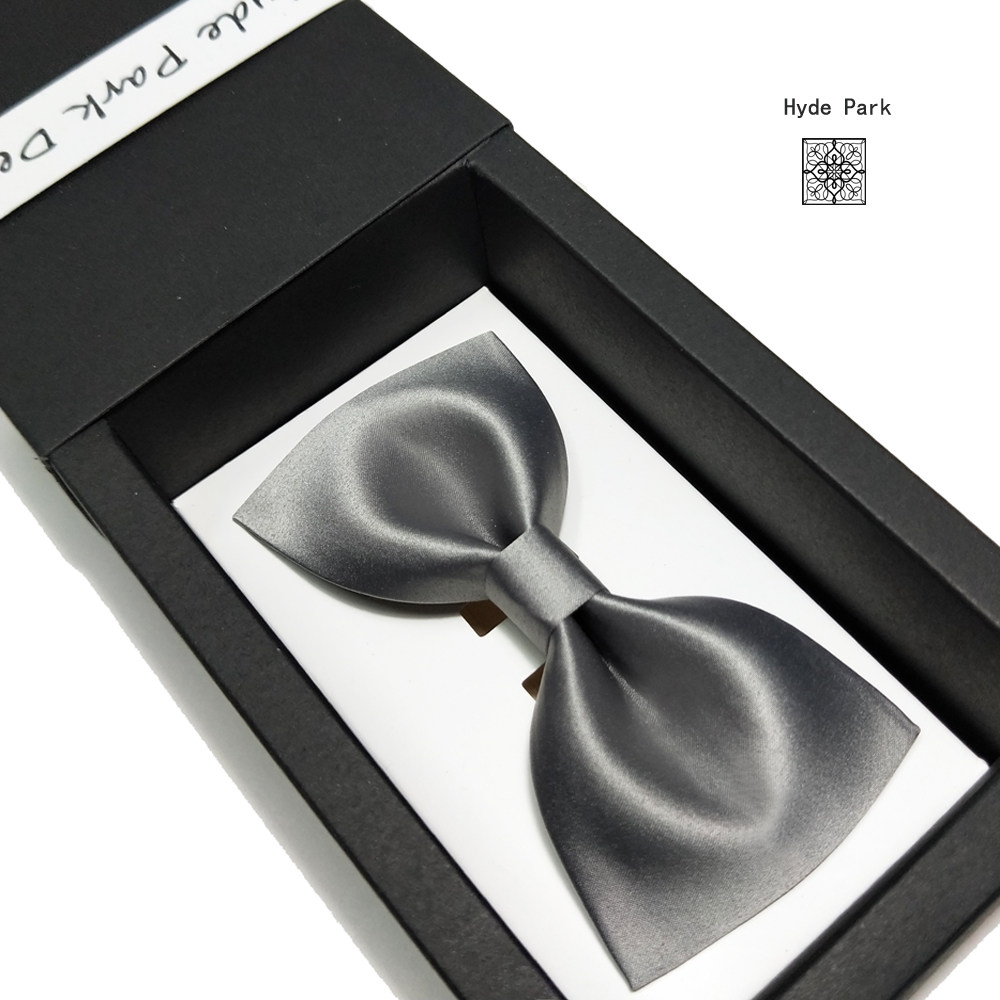 Hyde Park original handmade banquet host Korean version of the groom best man solid color men's gray silver bow tie