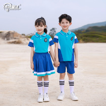 Kindergarten clothes Elementary school uniforms T-shirt children half-sleeve class suit white short sleeves Summer suit polo shirts