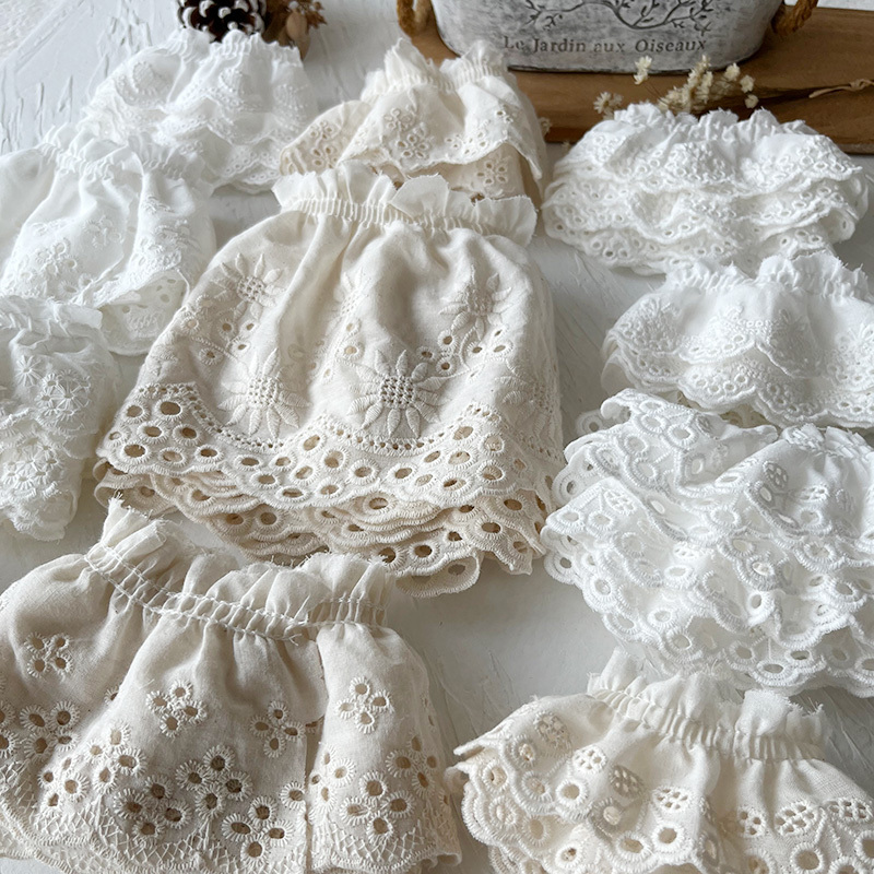 High-End Cotton Embroidery Lace Trim Accessories for Skirt Hems and Cuffs, Cotton Umbrella Handmade DIY Materials, Wide High-End Cotton Embroidery Lace Trim Accessories for Skirt Hems and Cuffs, Cotton Umbrella Handmade DIY Materials, Wide