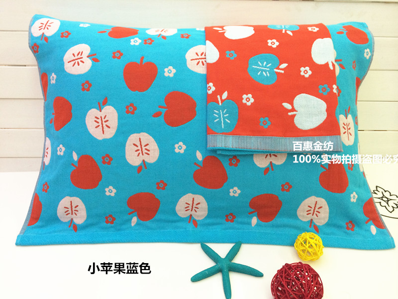 Miễn phí vận chuyển ba lớp bông gạc bông gối bao gồm một cặp chính hãng màu đỏ hi từ gối khăn mục vụ phong cách giá rẻ - Khăn gối vỏ gối nằm