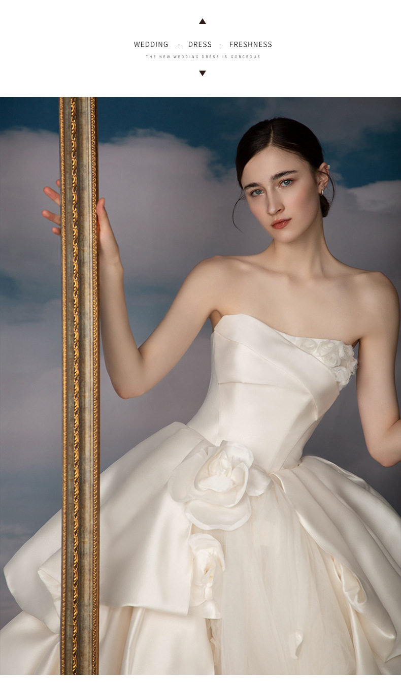 Свадебное платье, топ без лямок для невесты, изысканный стиль, открытые плечи        