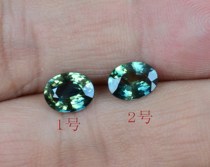 Shandong natural sapphire luo shi multicolored cabochon no burn vvs yellow-green color fire 6*8mm preferential