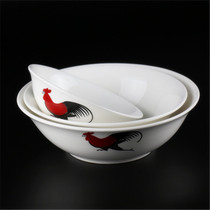 Nostalgic rooster bowl rice bowl Republic of China old-fashioned nostalgic antique ceramic chicken bowl noodle bowl bucket bowl Farm stay