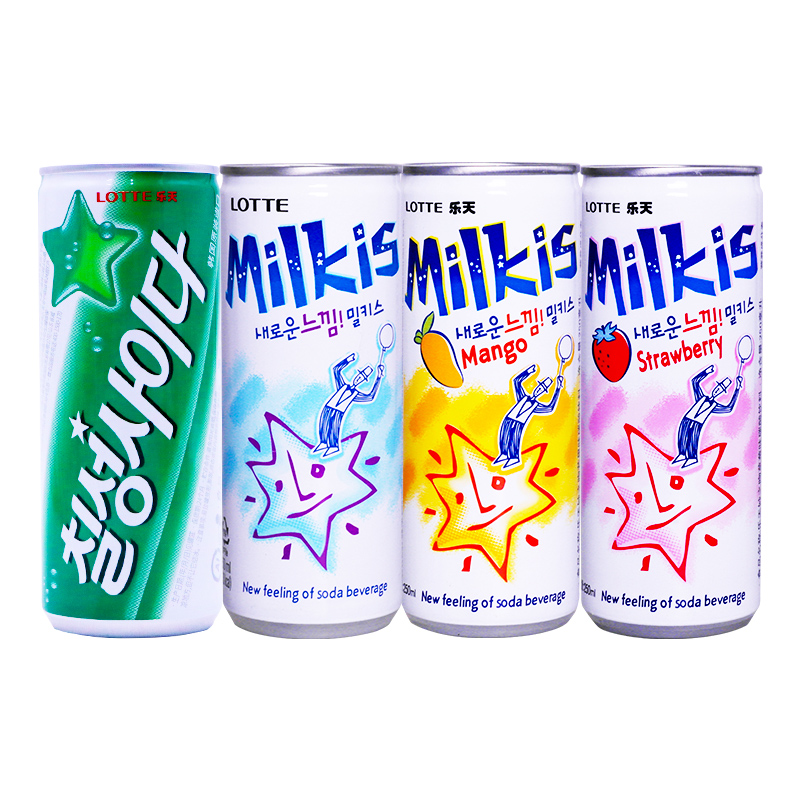 Korea Lotte Lotte Brilliant Kiss Strawberry Mango Milk Seven-star Lemon Carbonated Drink Soda soda