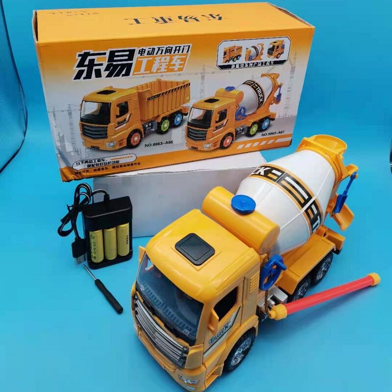 Mid-Autumn Festival large number engineering car with light music lantern children's toys to automatically open car door stirring car hand lamp