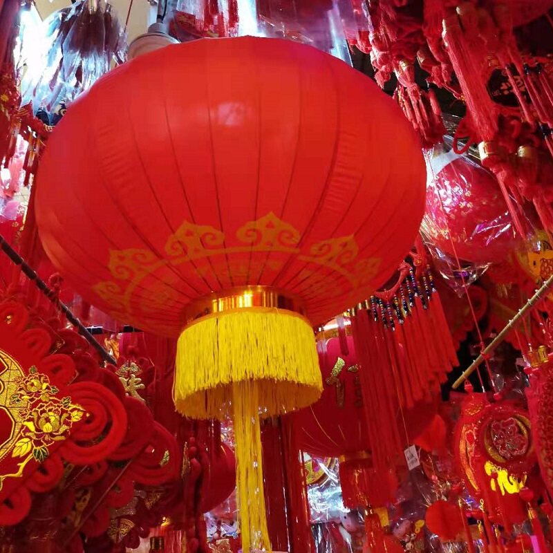 Outdoor lanterns at the gate of the Spring Festival waterproof and sunscreen villa silk cloth balcony lanterns hanging decorations New Year Shuanglong lanterns lanterns