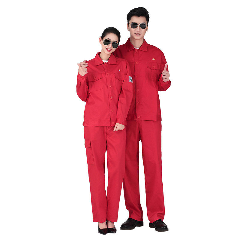 Thin section Summer Labor to serve male labor Bailed in stone oil red antistatic male long sleeve suit refuelling station oil field