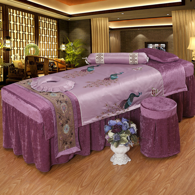 Cao cấp vẻ đẹp giường bao gồm bốn bộ sức khỏe cơ thể massage giường bìa thẩm mỹ viện đặc biệt bốn mảnh thiết lập tùy chỉnh