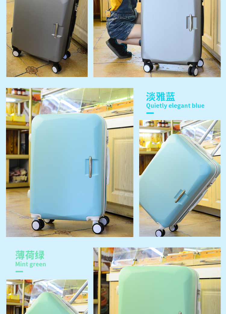 Phiên bản tiếng Hàn của vali nhỏ tươi 20 inch vạn năng bánh xe nữ trường hợp nữ du lịch mật khẩu hộp hành lý thủy triều 24 - Va li vali nhựa