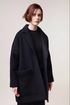 JULEE custom black woolen loose profile coat oversize style European and American Street shooting style coat