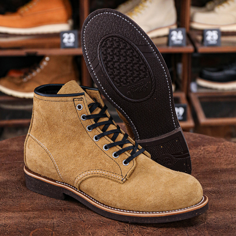 Ticktock Exclusive! 9162 Great Escape Suede Leather with Goodyear Welted Wood Chip Sole, Waxed Leather, American Retro Khaki Ticktock Exclusive! 9162 Great Escape Suede Leather with Goodyear Welted Wood Chip Sole, Waxed Leather, American Retro Khaki