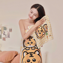 Original Teenage Girl Hearts Comfort Bath Towels Cute Big Yoshimeng Tiger Playing Ball Bamboo Fiber Goddess Bath Big Towel Universal