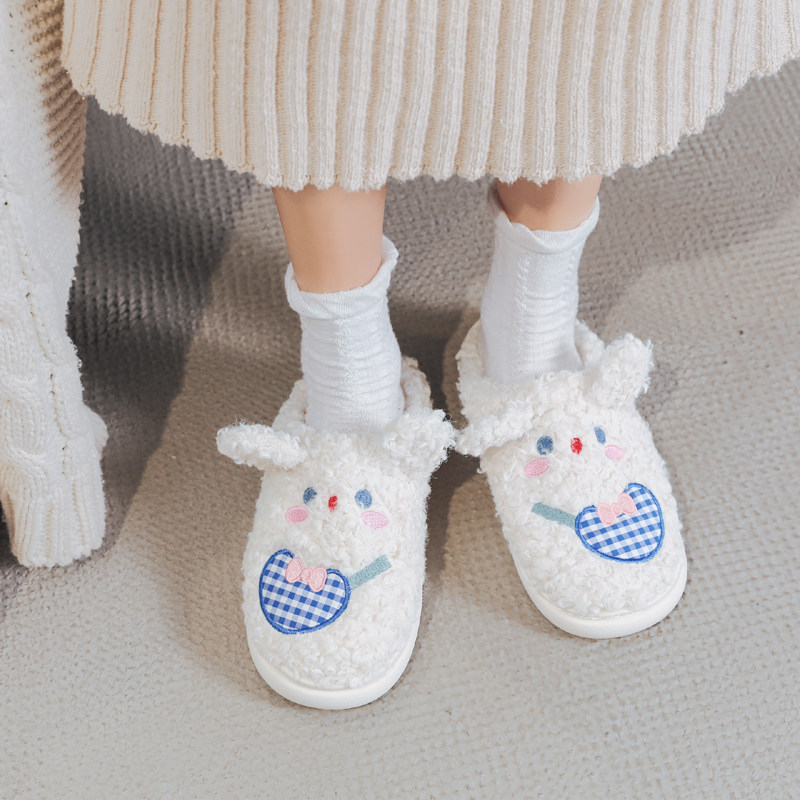 Day Ensemble Young Girl Hearts Warm Cotton Shoes With Cute Warm Cotton Shoes Women Winter Sweet students Baotou Anti-slip slippers