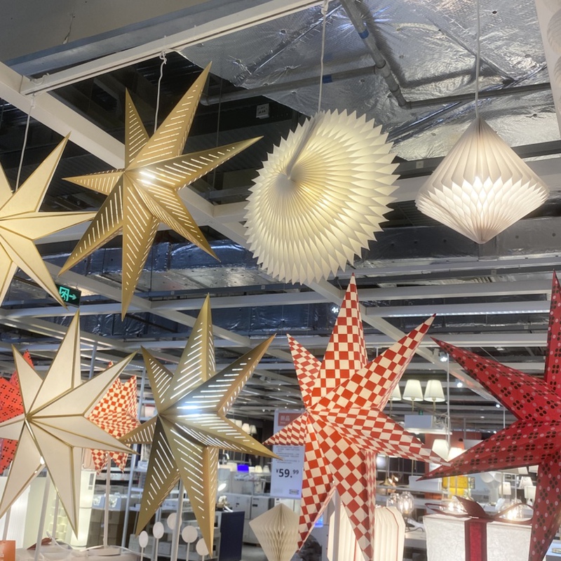 Ikea Ikea Sijila Lampshade Star-Shaped Paper Lampshade Table Lampshade Chandelier Lampshade Holiday Decoration Christmas Lampshade