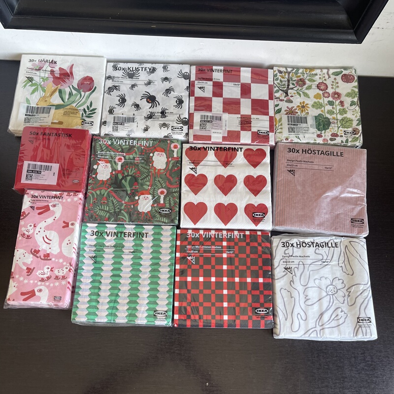 Free Shipping for Orders of 3 Packs or More Ikea Napkins Imported Paper Napkins with Various Patterns Flowers Stars Stripes