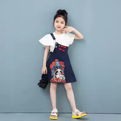 Original design lotus leaf sleeve side Girl white T-shirt 2021 summer New loose round neck cotton top Children