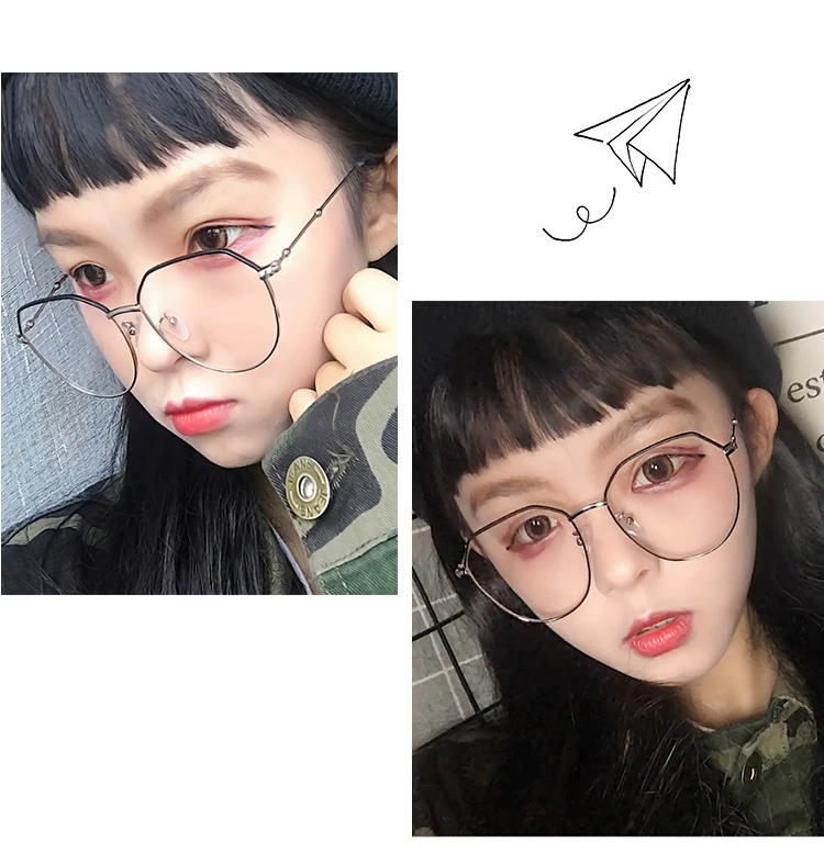 Kính nữ Hàn Quốc phiên bản của triều retro Harajuku phong cách ulzzang đa giác đồng bằng khuôn mặt tròn khung khung với cận thị