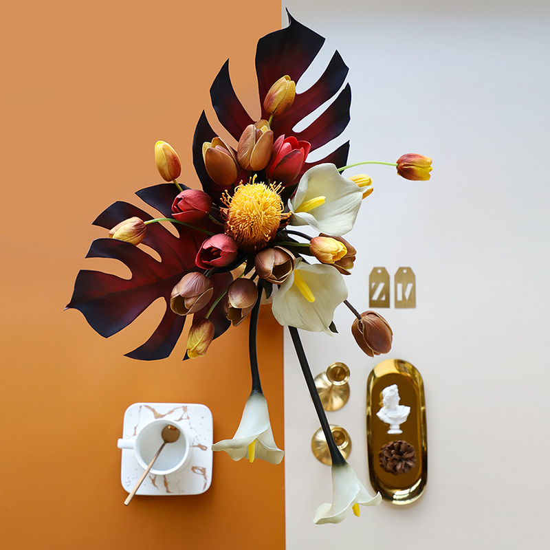 ins Nordic simulation bouquet Golden phoenix fine floral set Hand bouquet Home decoration Living room soft decoration