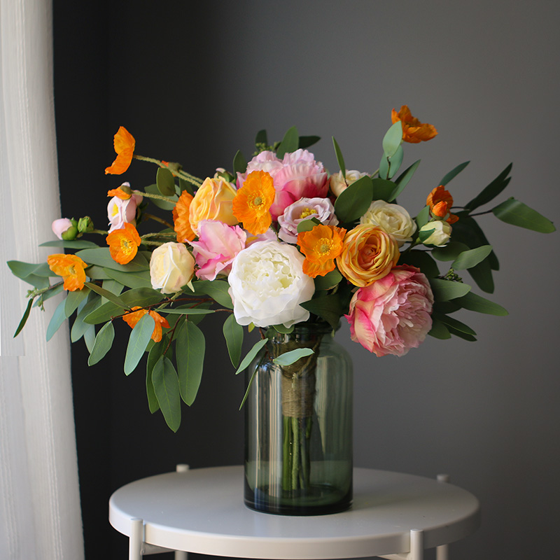 ins green fattening red slim simulation bouquet floral suit hand holding flower fake floral home decoration pint living room soft-mounted furnishing