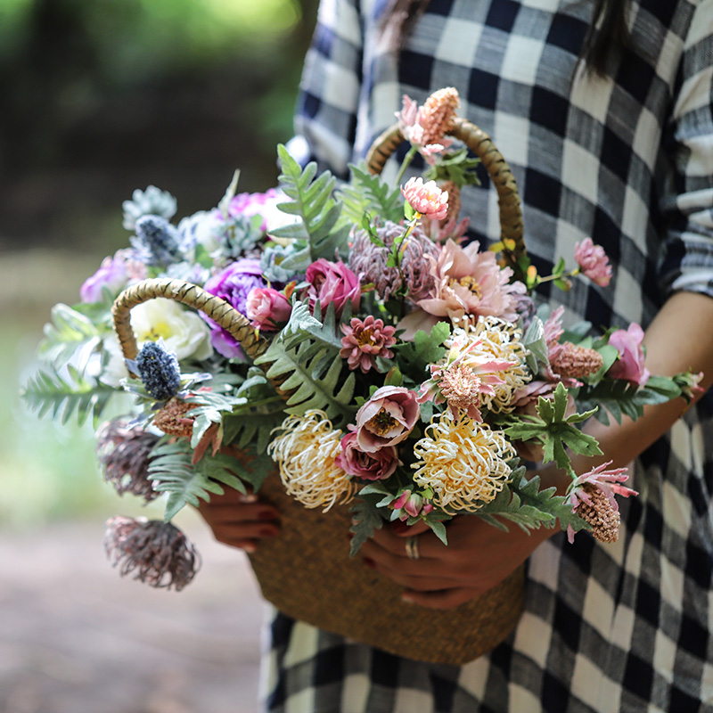 ins Nordic simulation bouquet Apple Ting grass flower set Bouquet Home decoration Living room soft decoration