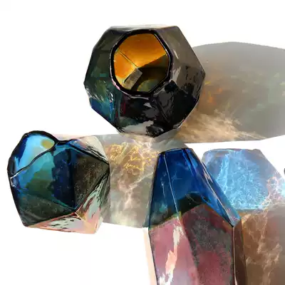 Modern minimalist illusion colorful meteorite geometry thickened glass vase model room flower arrangement flower arrangement home soft decoration