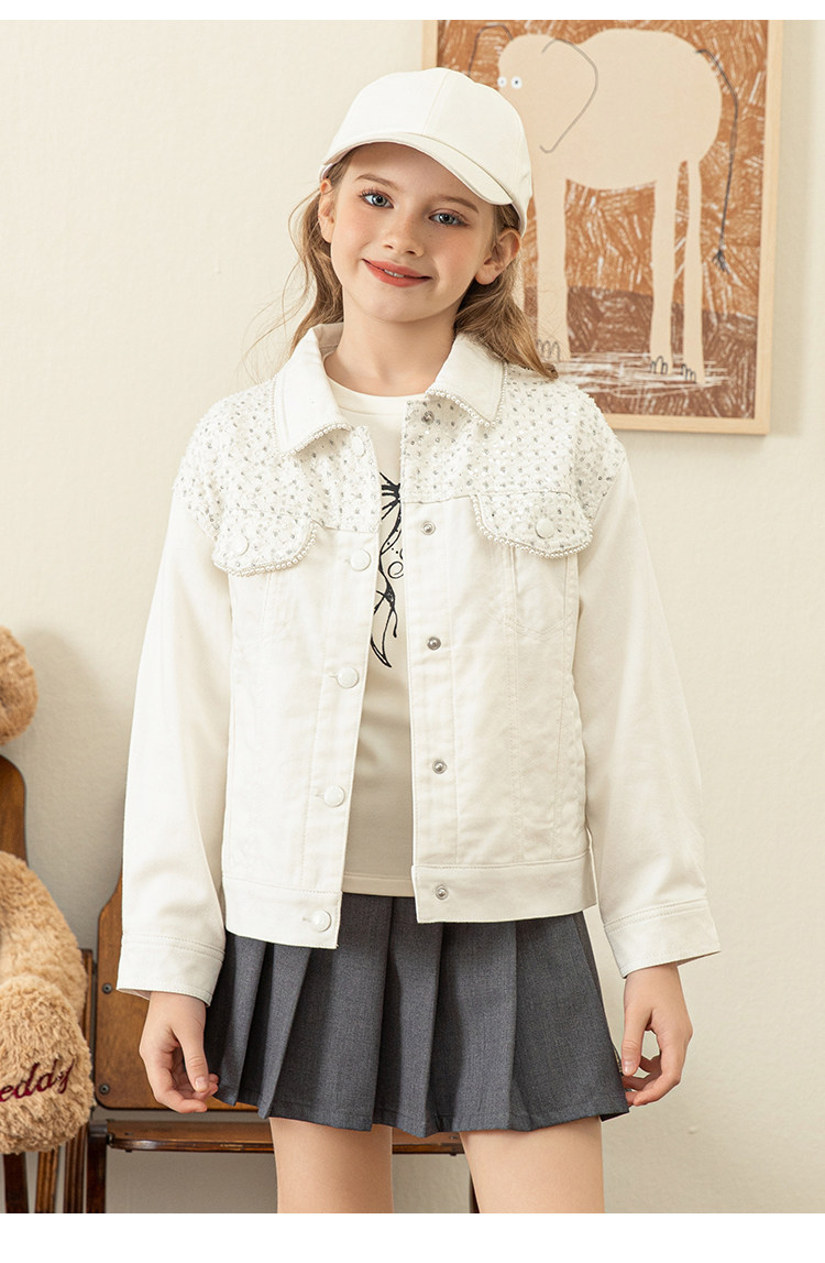 Детская куртка Жан ivy house常春藤儿童装女童秋季新款 甜酷牛仔梭织外套上衣亲子装