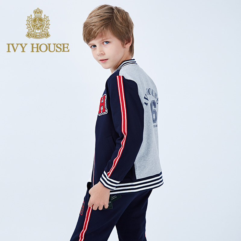 Bóng chày áo khoác IVY NHÀ Ivy Boys Fall New trai thể thao dài tay áo Cardigan áo khoác