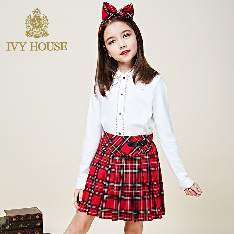 IVY NHÀ Ivy Kids cô gái Academy Gió rắn màu áo Bright Ribbon