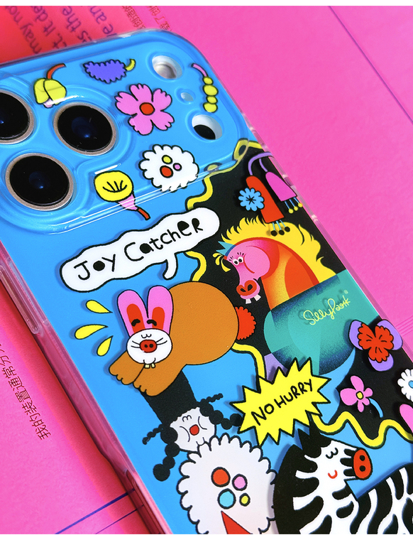 3D Double Layer Bright Blue Animal Flower Illustration JoyCatcher – Pro/Plus/Max/Air – 17, 16, 15, 14, 13, 12 iPhone Case