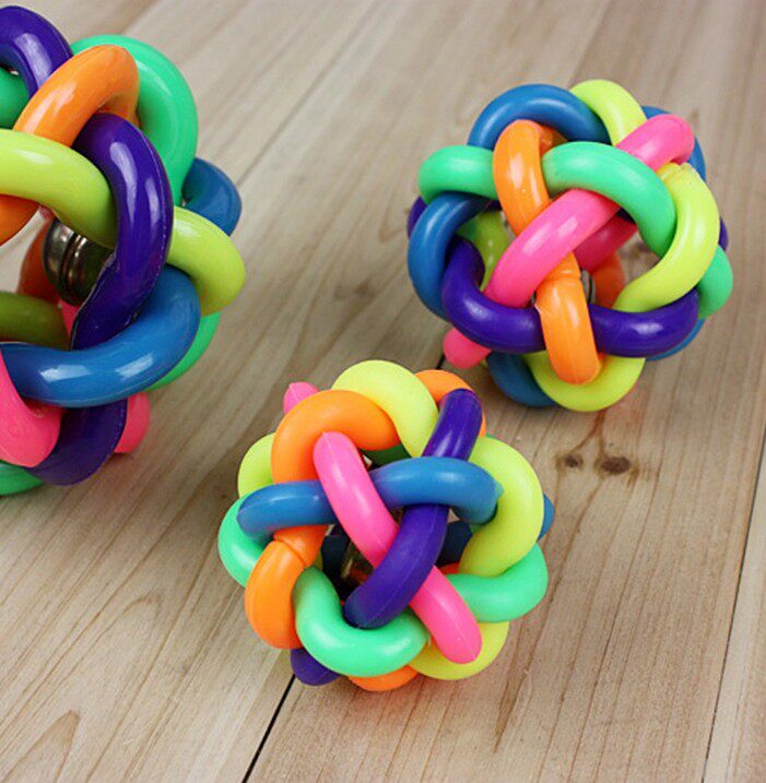 Ball Toy Pet Cat Dog Toy Sound Ball Weaving Rainbow Ball Rubber Ball Bell Ball Colorful Toy Ball