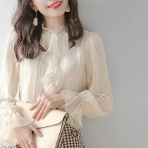 Mularsa method small crowdsourced lotus collar shirt woman 2022 early spring new elegant temperament fashion foreign air blouses