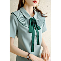 Mularsa method dolls collar agaric side with dress woman 2022 summer new butterfly knot with sweet and beautiful dress