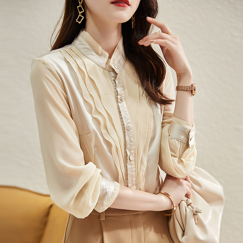 Mularsa Light Cooked Port Wind Inner Hitch Shirt Lady 2022 Early Spring New Fashion 100 Hitch Small Snowspun Shirt