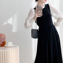 Mularsa Method Advanced Sensual Velvet Dress Dress Woman 2022 Spring new splicing display slim temperament long dress