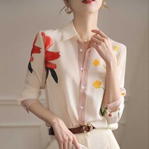 Mularsa Advanced Sensation Printed Snowspun Shirt Woman 2022 Spring new Fashion Less-age Long sleeves foreign air lining