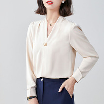 Mularsa Design Sensation Small Crowdshirt Woman 2021 Chunqiu New straight drum Aging Temperament Snowspun Long Sleeve Shirt