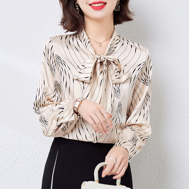 Mularsa bowknot shirt women 2022 spring new design sense niche high-end long-sleeved shirt inside