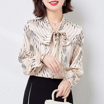 Mularsa Bow Tie Shirt Woman 2022 Spring new design Sensation Little Crowdsourced a long sleeve shirt