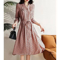 Mularsa Early spring v Collar Crushed Floral Dress Woman 2022 new stylish Elegant Collection Waist Display Slim Temperament Shirt Dress