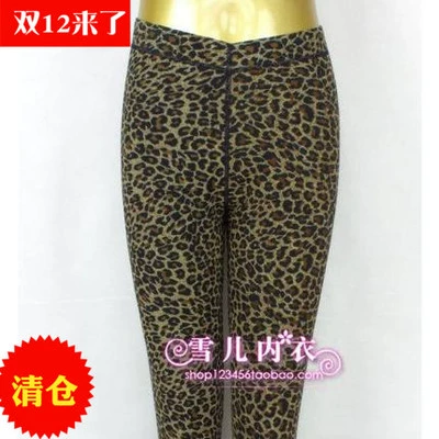 Quần legging giữ nhiệt cạp cao lưng cao lưới họa tiết da báo dày vừa dày vừa phải của Yandai 22239 chính hãng Yandai 22239 cashmere - Quần nóng lên